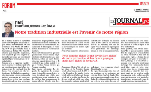 Notre tradition industrielle est l’avenir de notre région - Journal du Jura