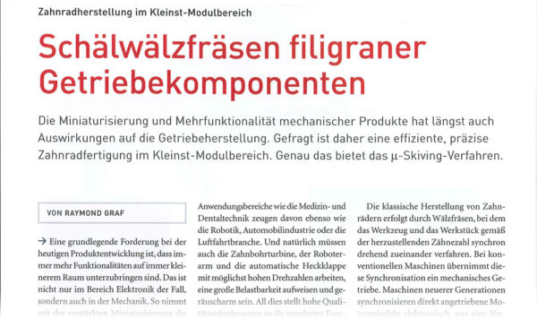 Schälwälzfräsen filigraner Getriebekomponenten - Schweizer Präzisions-Fertigungstechnik | 08.2011
